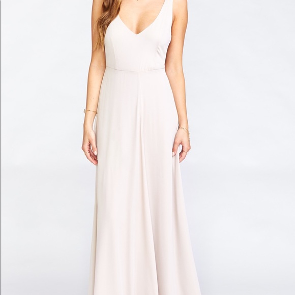 Show Me Your Mumu Nude Maxi Dress Jenn Bridesmaid Show Me The Ring w/ Belt Sz L - Picture 4 of 14